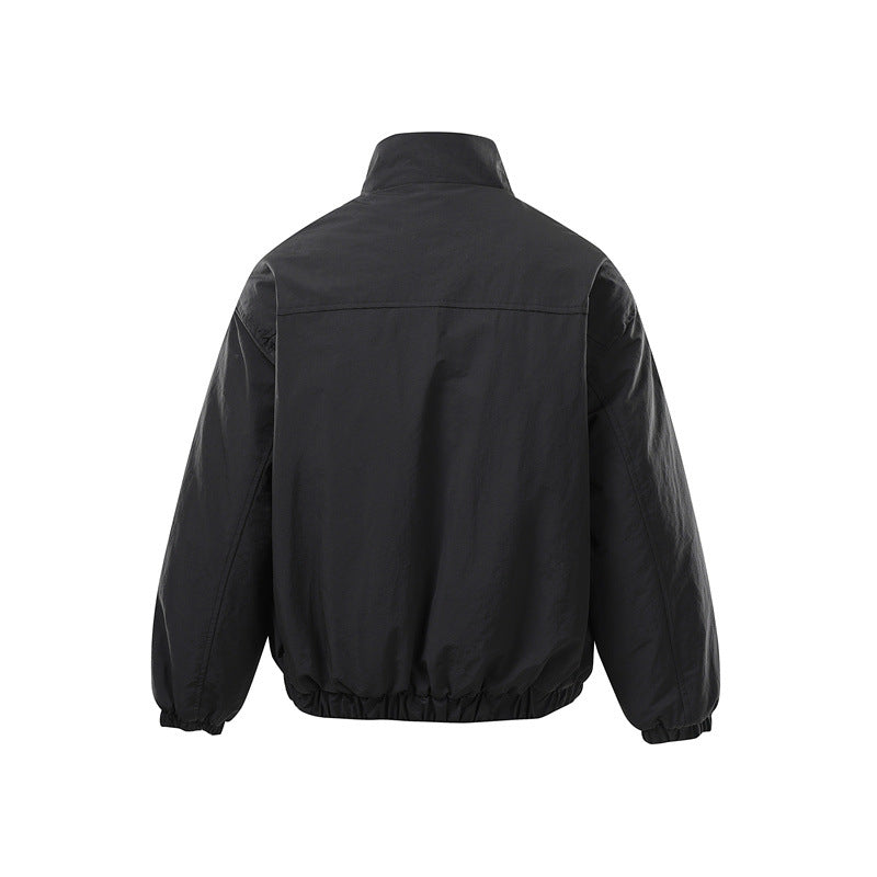 Unisex Boxy-Zipblousonjacke mit winddichter Microfaserhülle, hohem Stehkragen und Zweiwege-Reißverschluss Echoarchiv