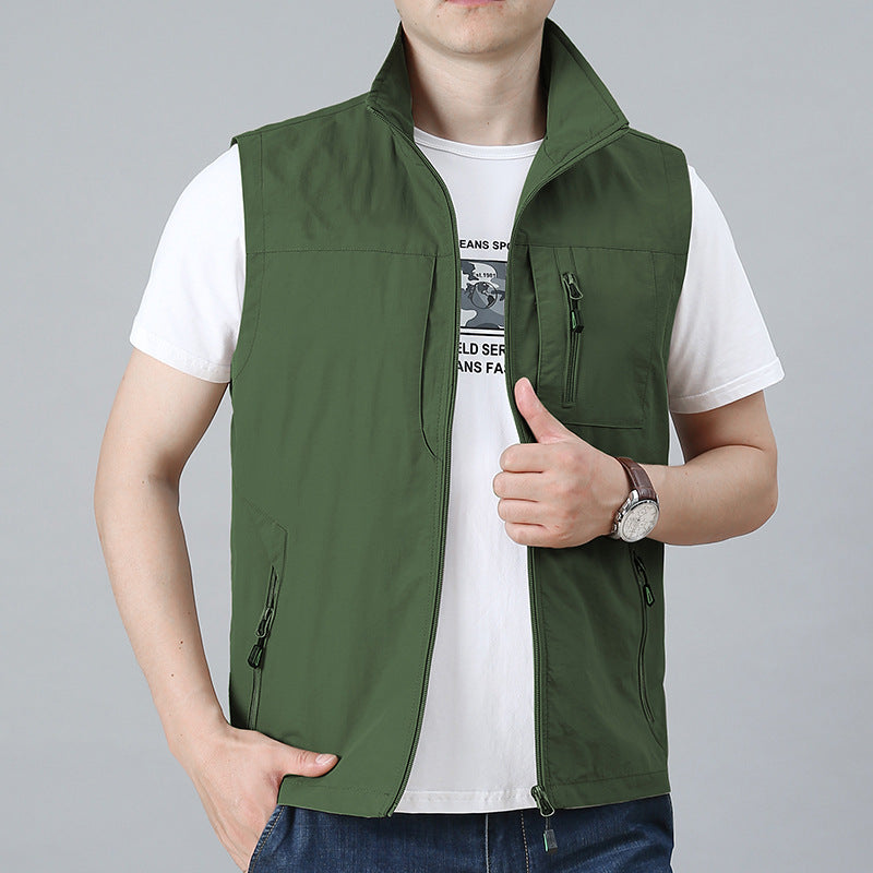 Herren nan technische Zip-Weste mit hochgeschlossenem Kragen wasserabweisendem Nylon und Sicherheitsreißverschlusstaschen Echo Archiv