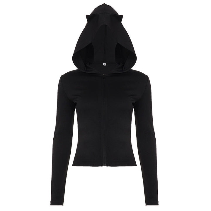 Damen Taillierte Kapuzenjacke mit Reißverschluss und schlanker Silhouette – Auréline
