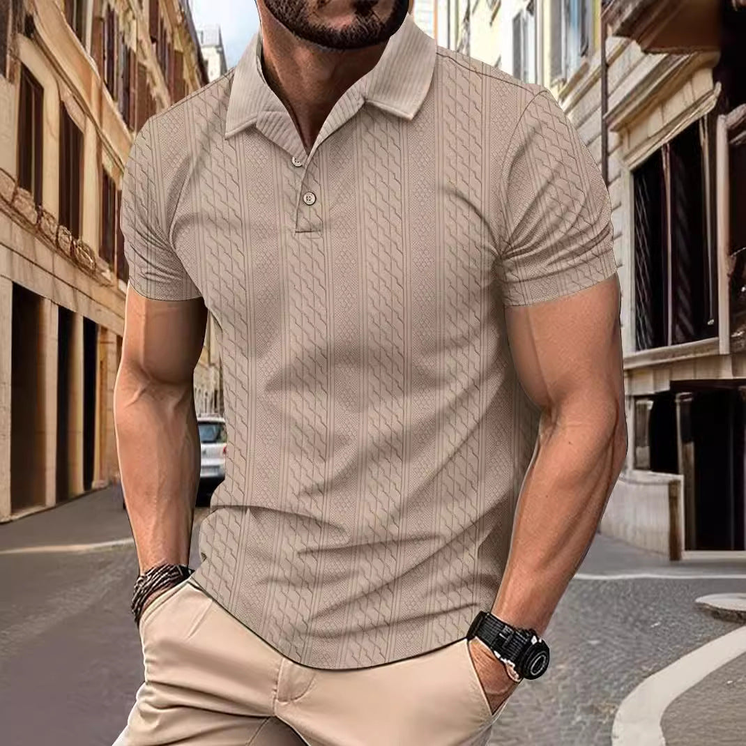 Herren modisches Kurzarm-Polohemd mit strukturiertem Design Echoarchiv