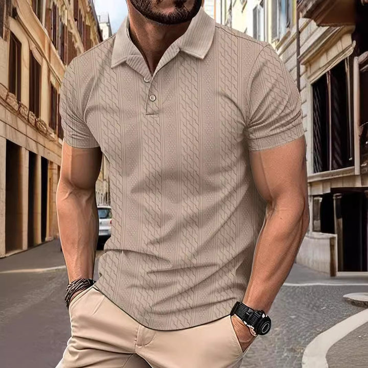 Herren modisches Kurzarm-Polohemd mit strukturiertem Design Echoarchiv
