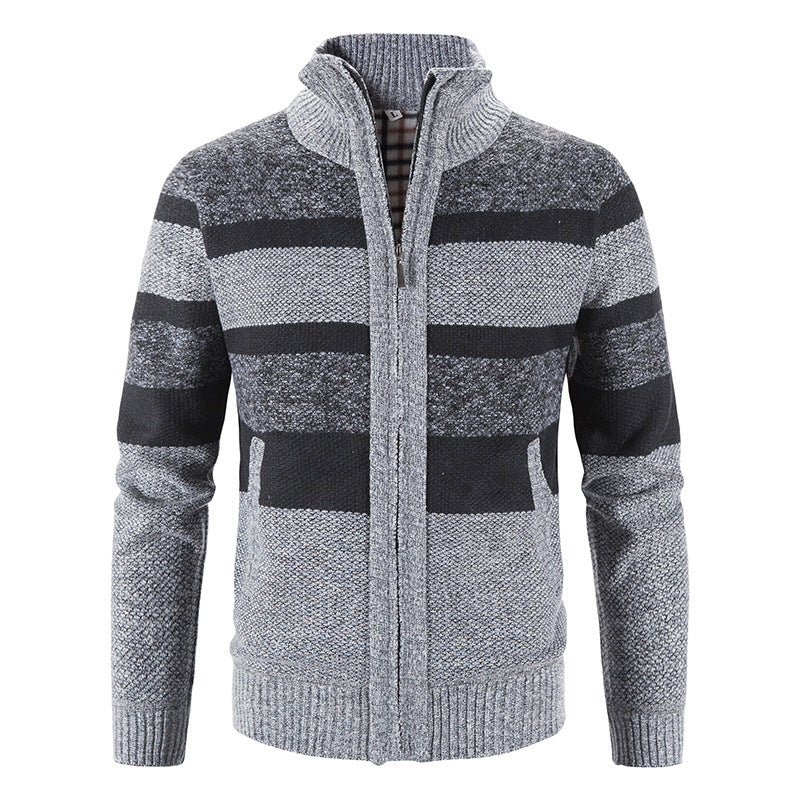 Herren modische Strickjacke mit Stehkragen und Reißverschluss Echoarchiv