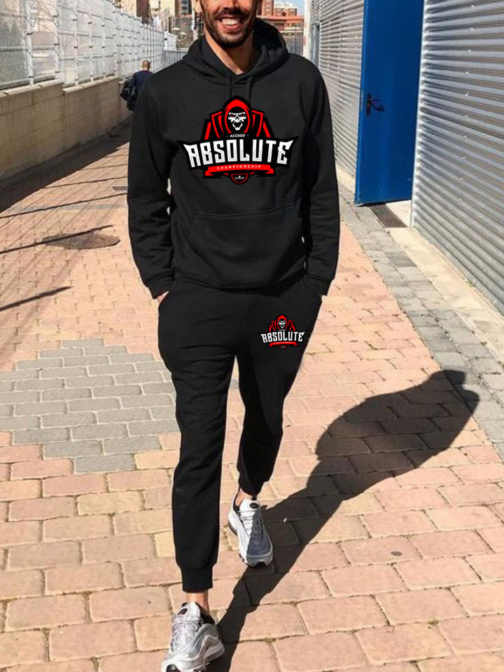 Herren Kapuzenpullover und Jogginghose Set mit sportlichem Grafikdruck Echoarchiv