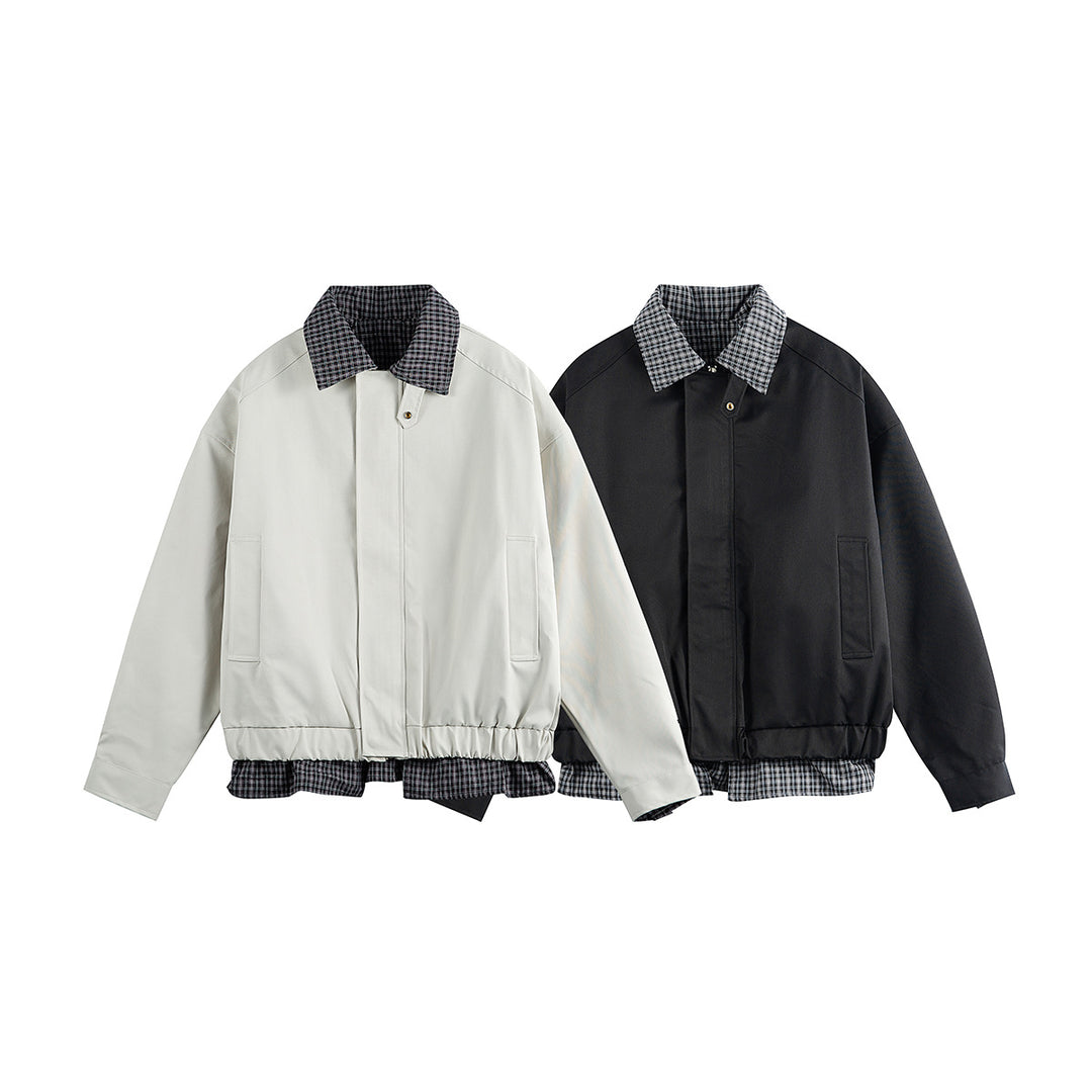 Herren Layered-Optik Blousonjacke mit Karokragen und verstellbarem Saum Echoarchiv