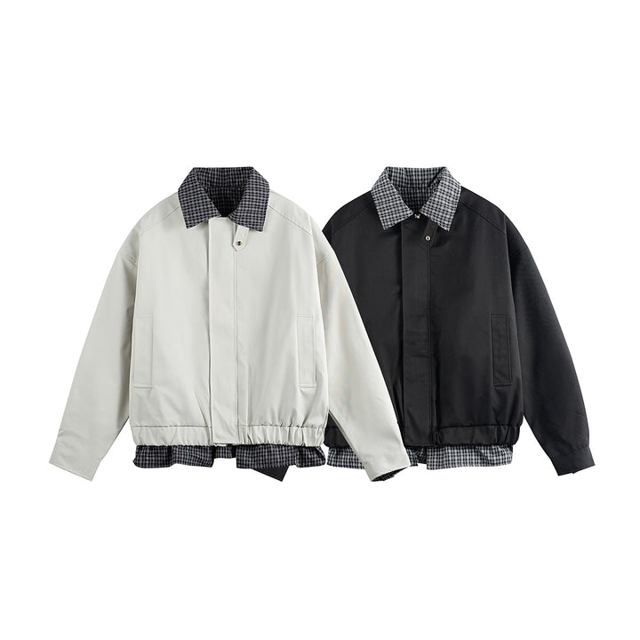 Herren Layered-Optik Blousonjacke mit Karokragen und verstellbarem Saum Echoarchiv