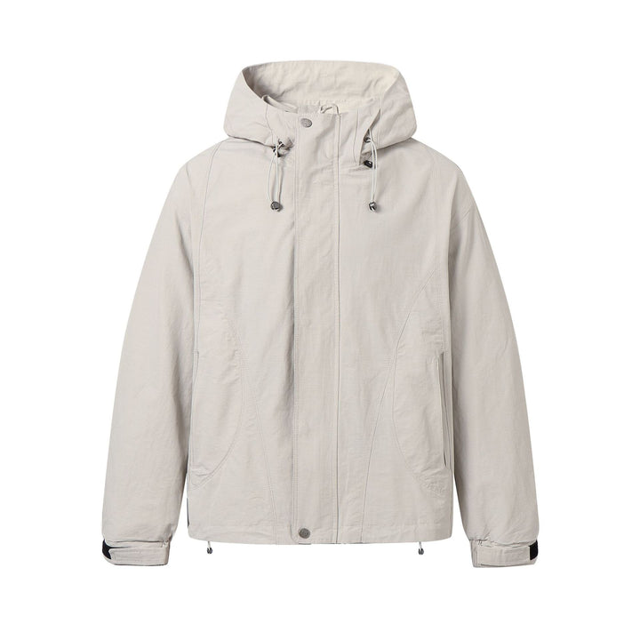 Unisex Kurz geschnittene wasserabweisende Kapuzenjacke im Boxy‑Cut mit Tunnelzug und verstellbaren Manschetten Echoarchiv