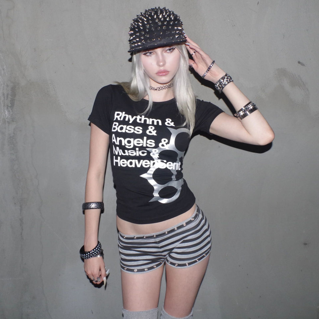 Damen Kurzarm T-Shirt mit kreativem Grafikdesign Echo Archiv