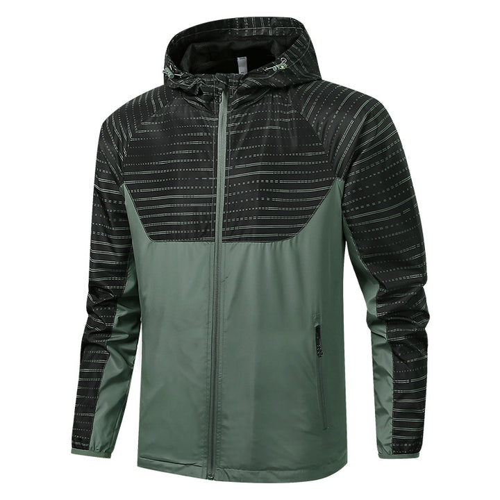Herren Leichte Reflektierende Kapuzen-Windjacke mit Mesh-Futter und Reißverschlusstaschen Echo Archiv