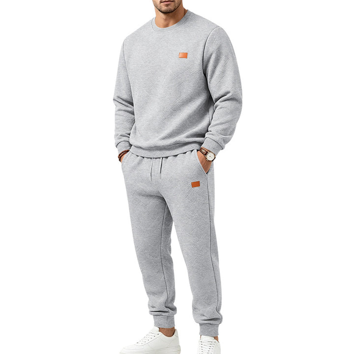 Herren Gemustertes Komfort-Sweatset mit Rundhals-Sweatshirt und Kordel-Jogginghose Echoarchiv