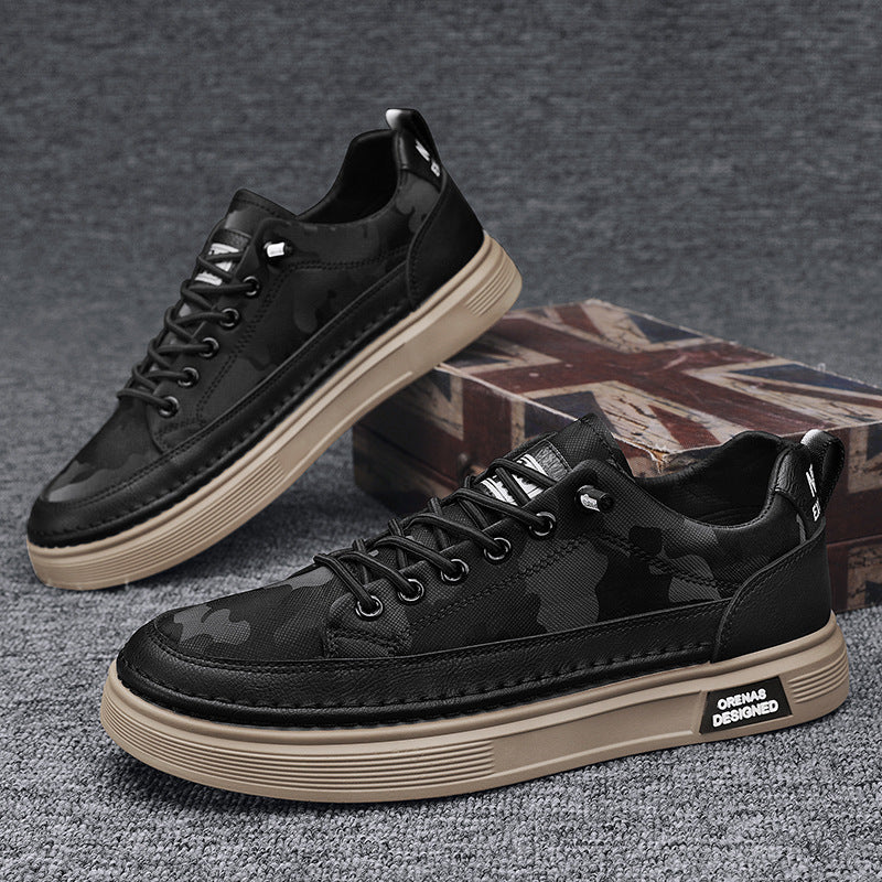 Herren Lederoptik-City-Sneaker mit gepolstertem Fersenkragen und langlebiger Plateau-Gummisohle Echo Archiv