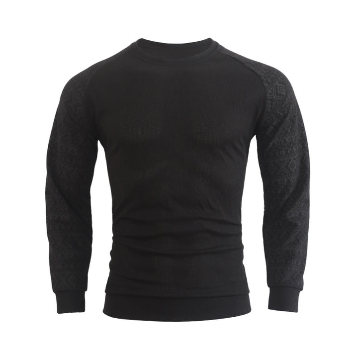 Herren modischer Langarmpullover mit grafischem Muster und Rundhalsausschnitt Echoarchiv