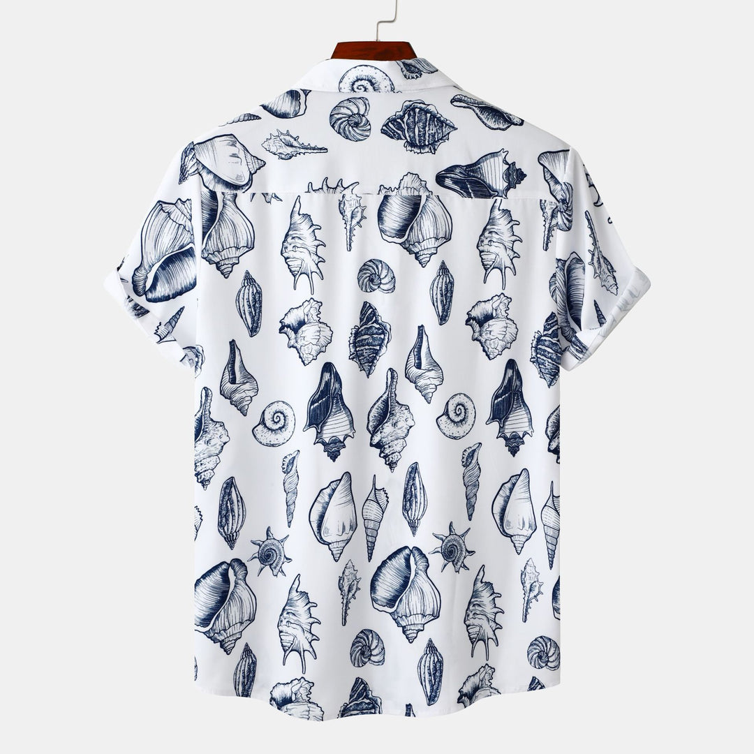 Herren Kurzarmhemd mit maritimem Muschel-Design Echoarchiv