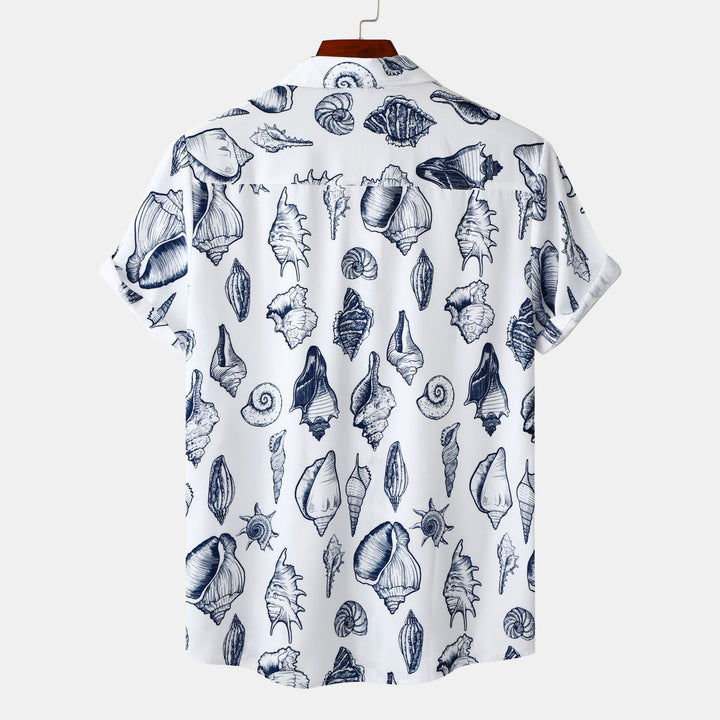 Herren Kurzarmhemd mit maritimem Muschel-Design Echoarchiv