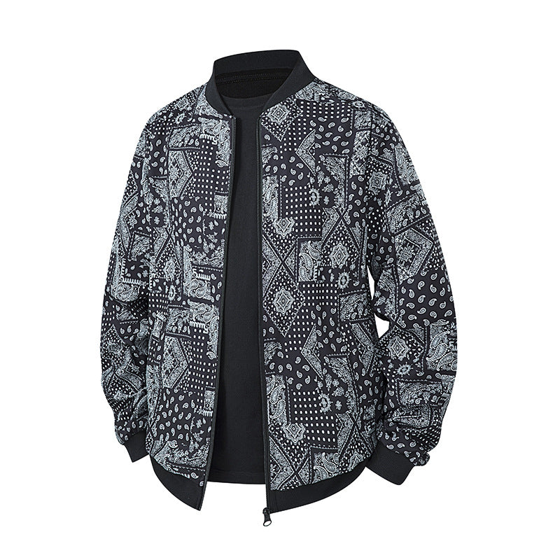Herren Bomberjacke im Ethno-Print mit leichter Wattierung und geripptem Saum Echo Archiv