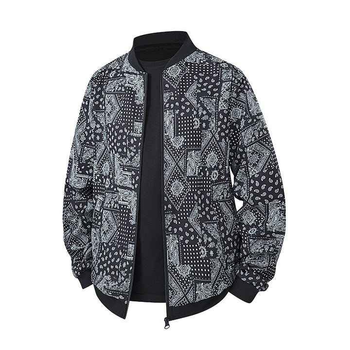 Herren Bomberjacke im Ethno-Print mit leichter Wattierung und geripptem Saum Echo Archiv