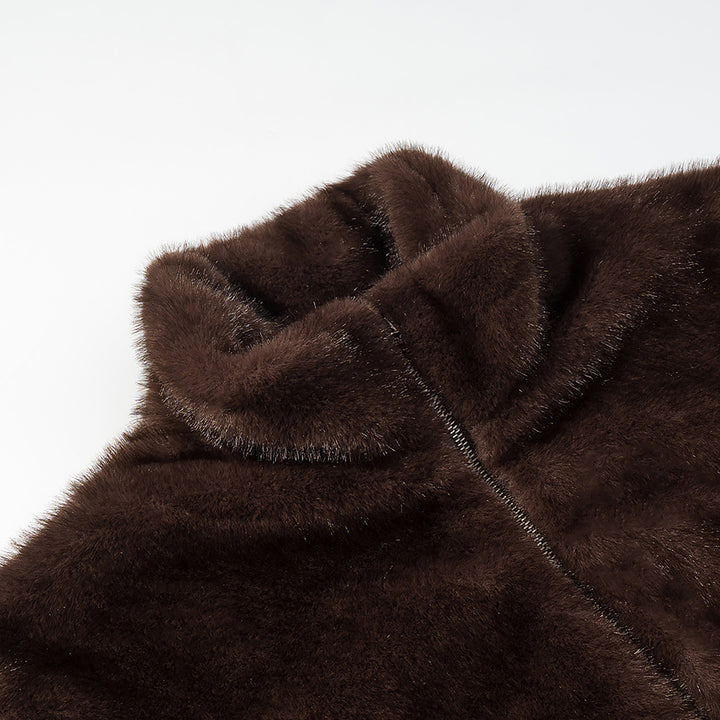 Damen Oversize Teddy-Fleece-Pullover mit halbem Reißverschluss und großer Klappentasche Echo Archiv