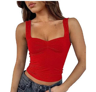 Damen Crop-Top mit gerafftem Detail und quadratischem Ausschnitt Echo Archiv