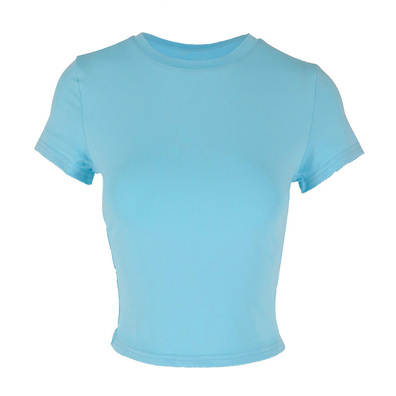 Damen figurbetontes Crop-Top mit Rundhalsausschnitt und elastischem Material Echo Archiv