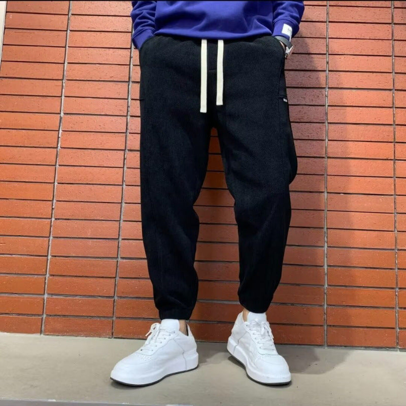 Herren Lockere Cord-Jogginghose mit elastischem Bund und Kordelzug Echoarchiv