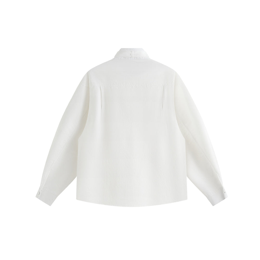 Unisex Oversize-Hemdjacke mit Stehkragen und Druckknopf-Front Echoarchiv