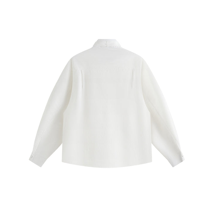 Unisex Oversize-Hemdjacke mit Stehkragen und Druckknopf-Front Echoarchiv
