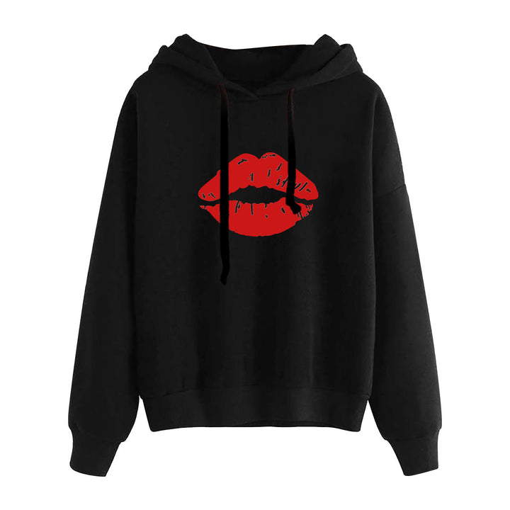 Damen lässiger Oversize Kapuzenpullover mit Herz‑und‑Pfotenprint, Kordelzug und gerippten Bündchen – Auréline