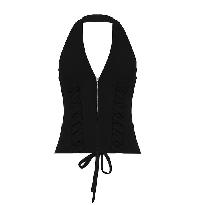 Damen-Haltertop mit raffinierten Zipp-Details und Baumwollmix Echo Archiv