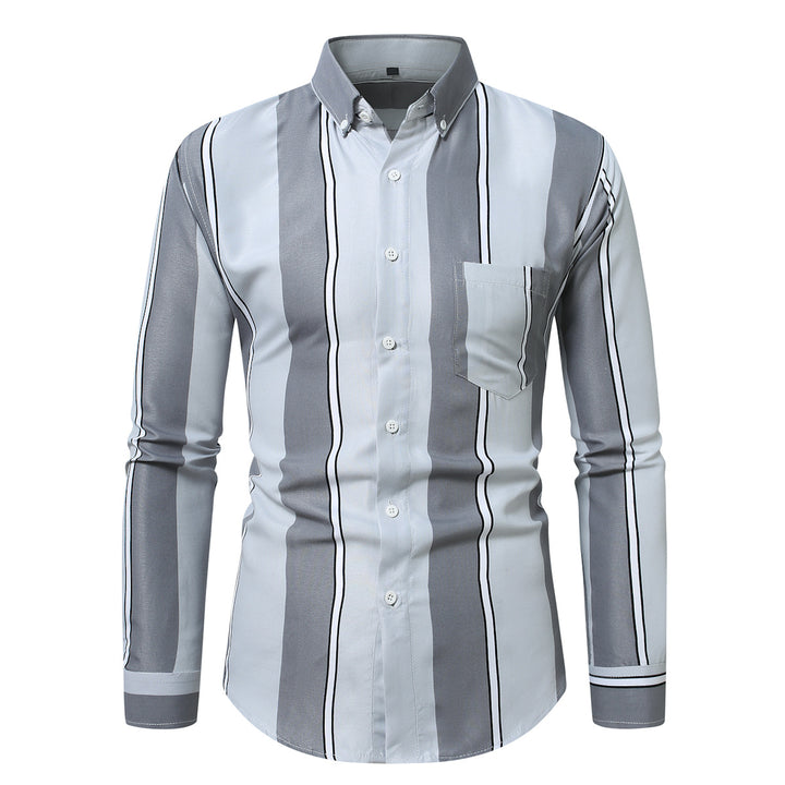 Herren nan tailliertes Langarmhemd mit vertikalem Streifenmuster und Button-Down-Kragen Echo Archiv