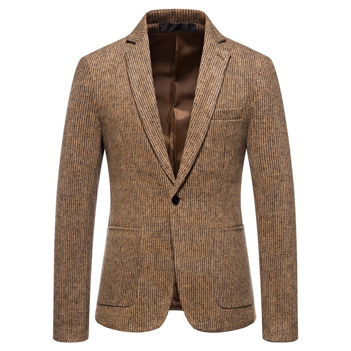 Herren eleganter Strickblazer mit strukturiertem Design und schmalem Schnitt Echoarchiv