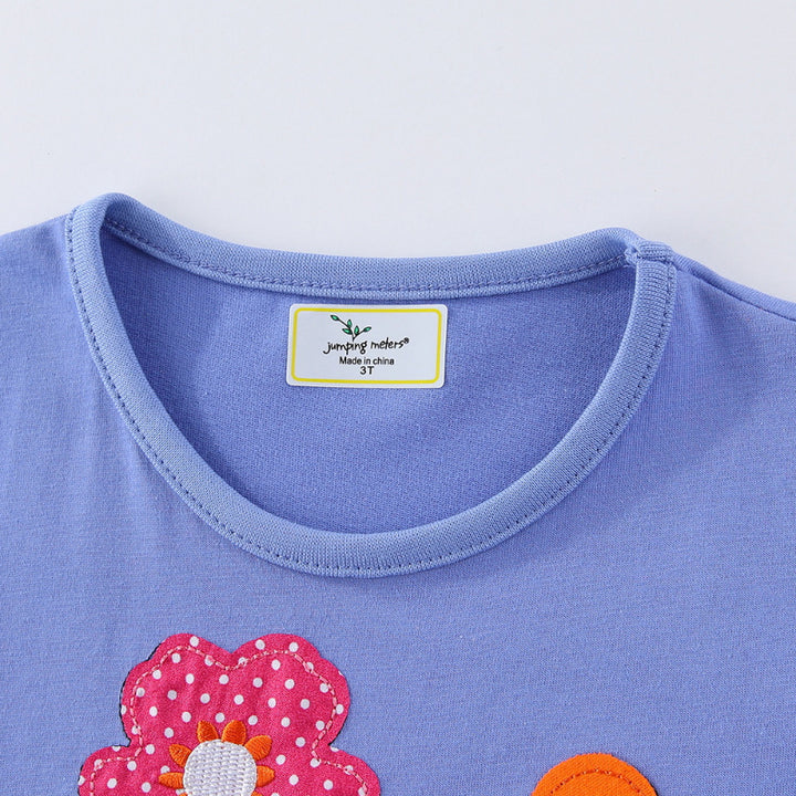 Mädchen Baumwoll-Kleid mit handgestickter Einhorn-Applikation Echo Archiv