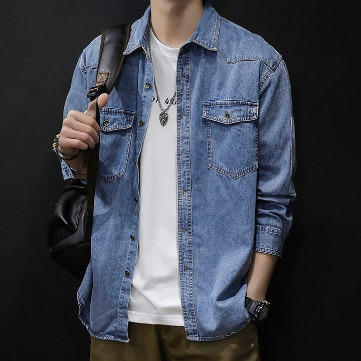 Herren lässige Denim-Hemdjacke mit praktischen Brusttaschen und modernem Schnitt Echoarchiv