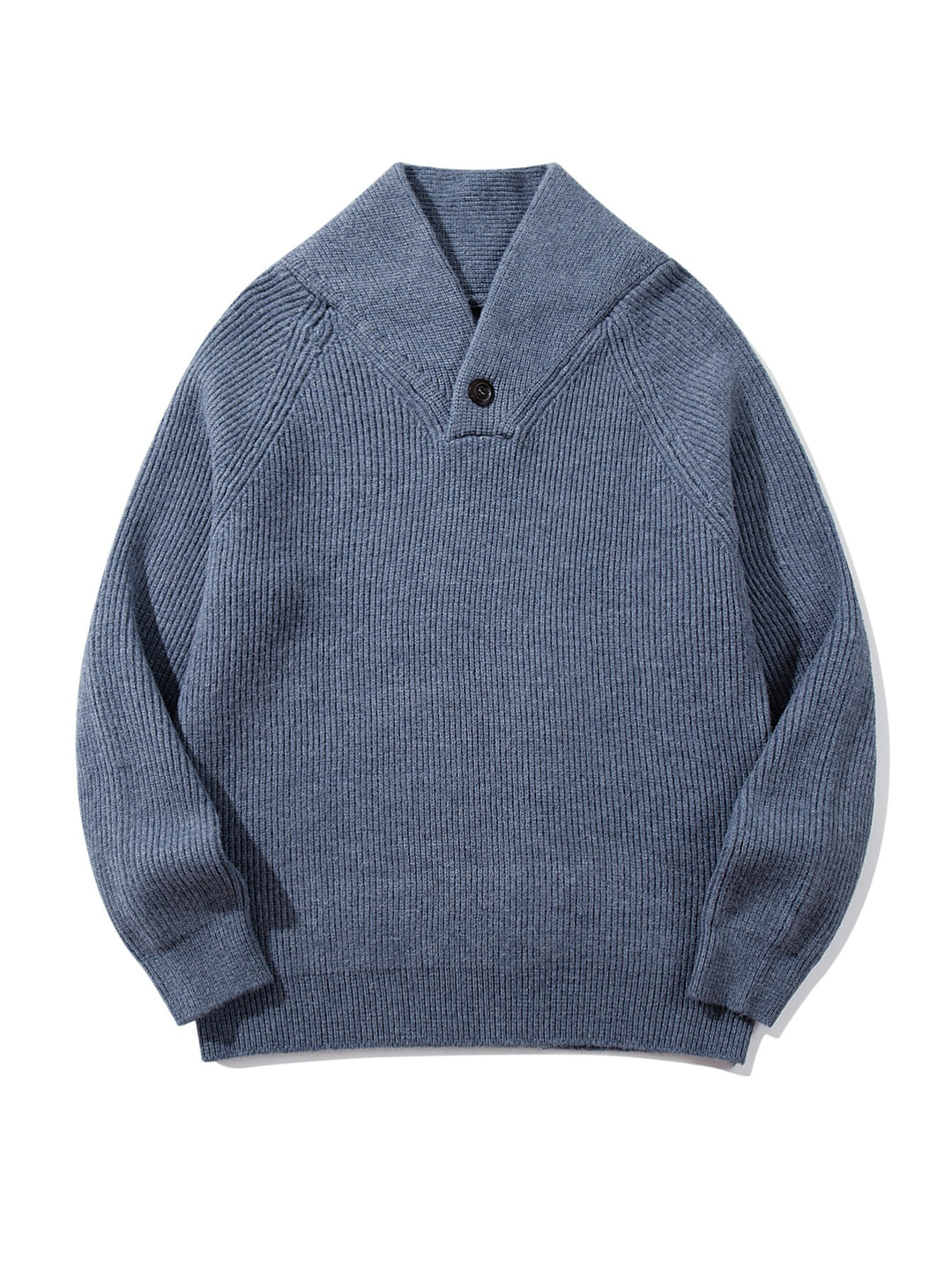 Unisex Gerippter Shawlkragen-Pullover mit Ein-Knopf-Detail Echoarchiv
