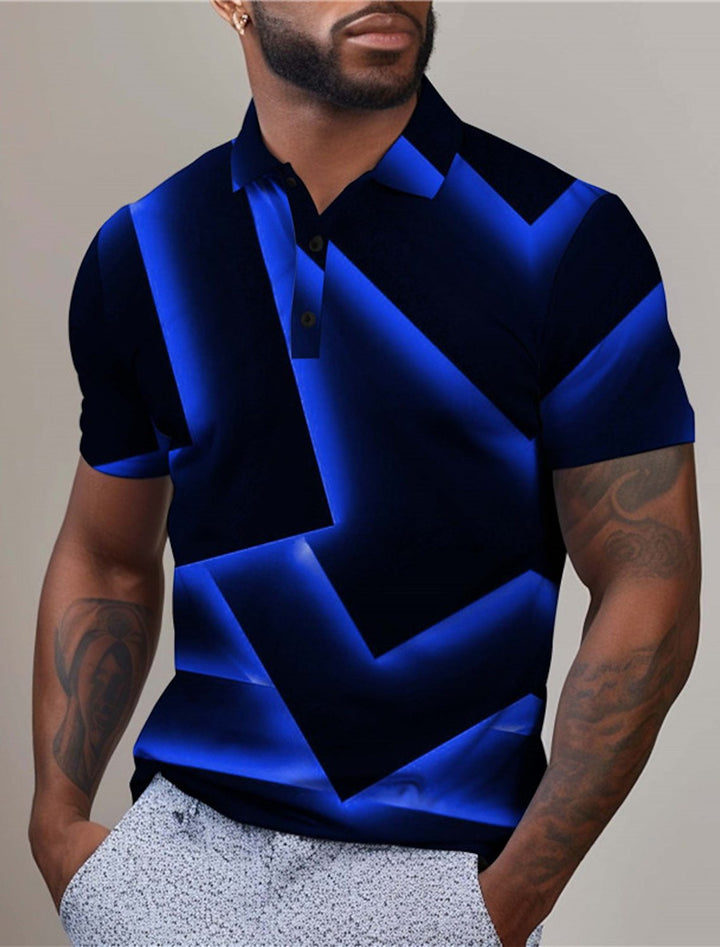 Herren Polohemd mit modernem geometrischen Muster und hochwertiger Baumwollqualität Echoarchiv