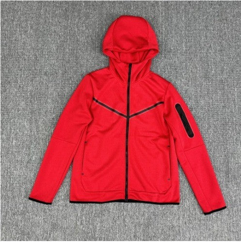 Herren sportliche Fleecejacke mit verstellbarem Kapuzenkragen und funktionalen Reißverschlusstaschen Echoarchiv