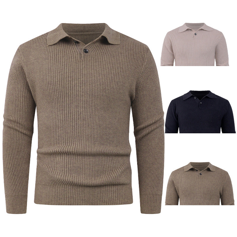 Herren Strickpullover mit modernem Polokragen und funktionalem Knopfverschluss Echoarchiv