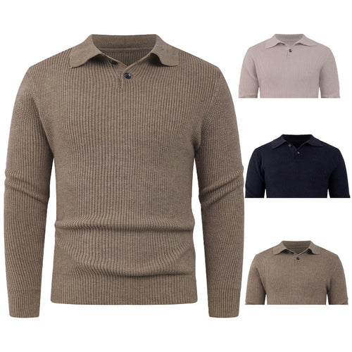 Herren Strickpullover mit modernem Polokragen und funktionalem Knopfverschluss Echoarchiv