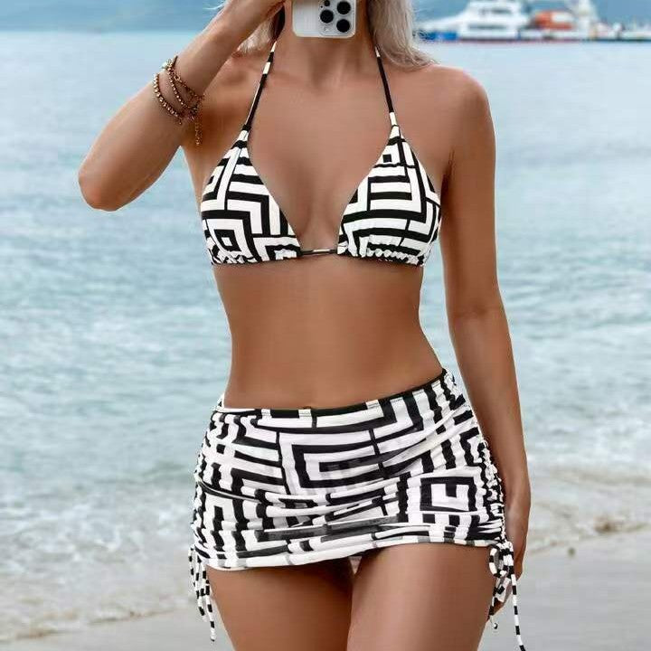 Damen Bikini-Set mit herausnehmbarem Bustier-Oberteil und verstellbarem Wickelrock Echo Archiv