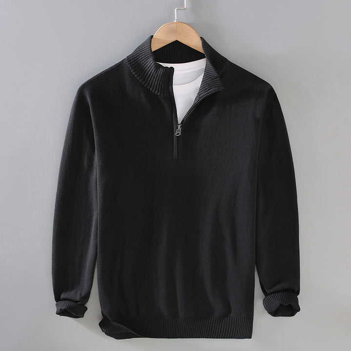 Herren komfortabler Pullover mit modernem Stehkragen und dezenter Reißverschlussöffnung Echoarchiv
