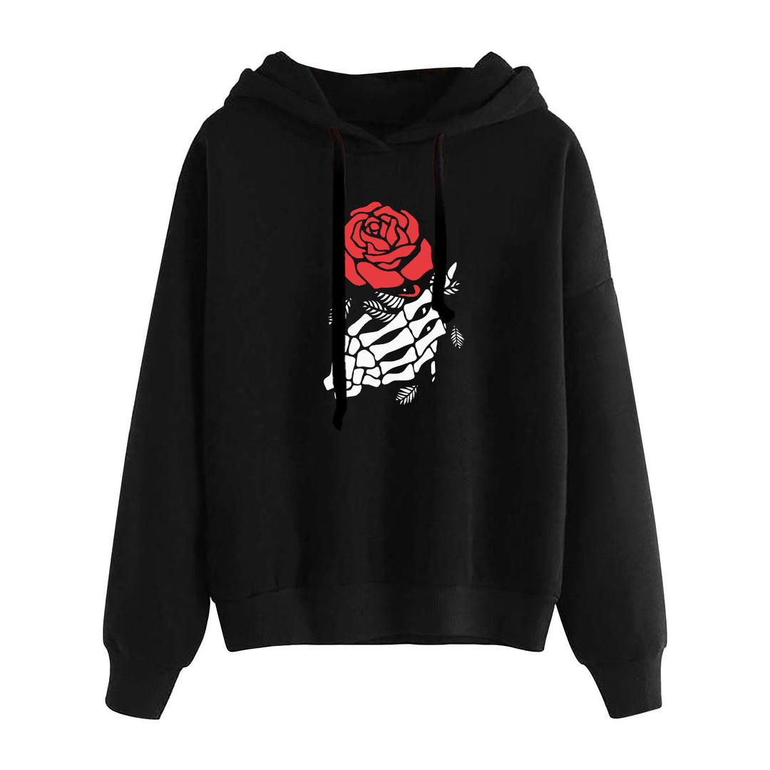 Damen lässiger Oversize Kapuzenpullover mit Herz‑und‑Pfotenprint, Kordelzug und gerippten Bündchen – Auréline