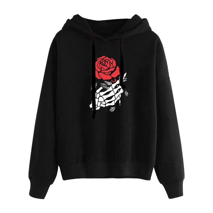 Damen lässiger Oversize Kapuzenpullover mit Herz‑und‑Pfotenprint, Kordelzug und gerippten Bündchen – Auréline
