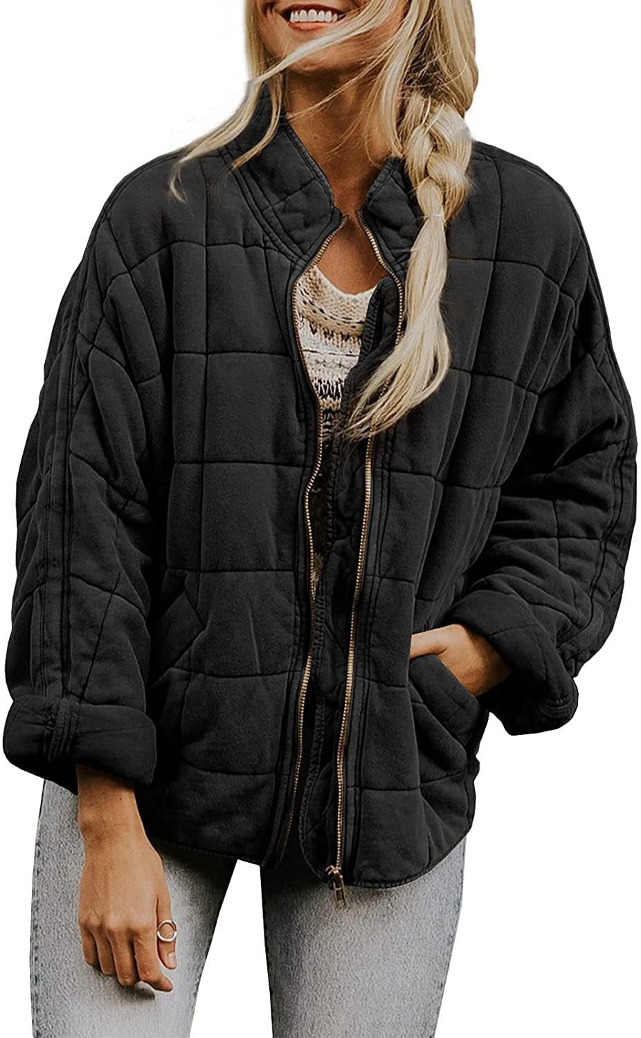 Damen Oversize Steppjacke mit Reißverschluss und Eingrifftaschen Echoarchiv