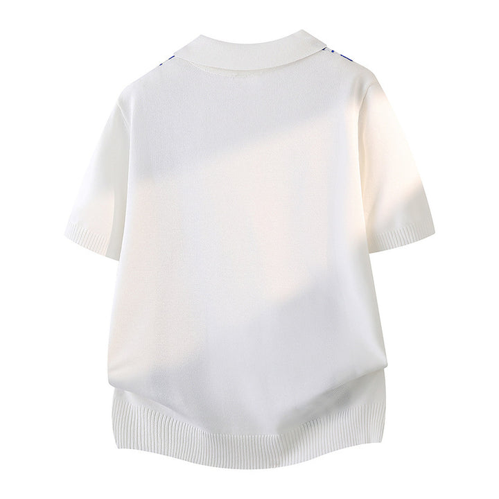 Herrenmode Poloshirt mit kurzen Ärmeln und sportlichen Streifen Echo Archive