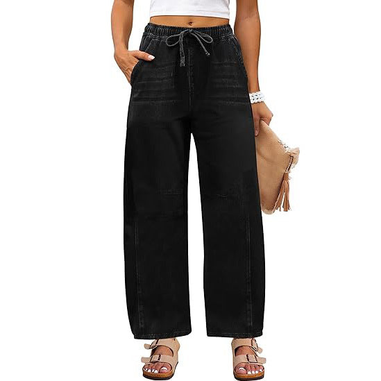 Damen weite Denim-Hose mit elastischem Bund und praktischem Schnitt Echo Archiv