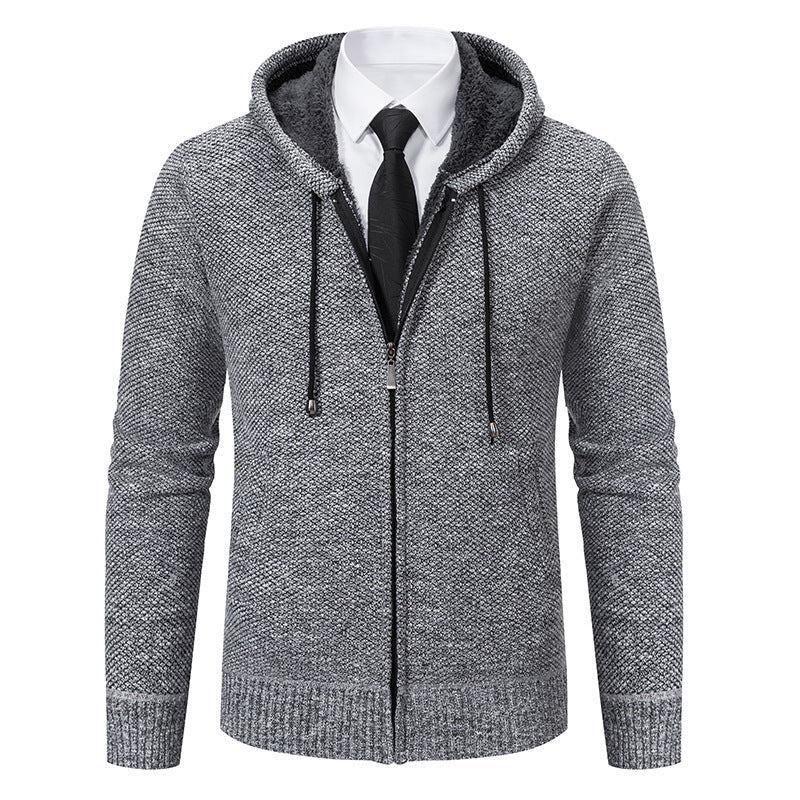 Herren modische Strickjacke mit Kapuze und elegantem Reißverschluss Echoarchiv