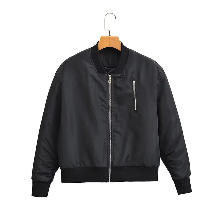 Damen windabweisende Satin-Bomberjacke mit Brustreißverschluss, Rippbündchen und leichter Thermofütterung – Avenza
