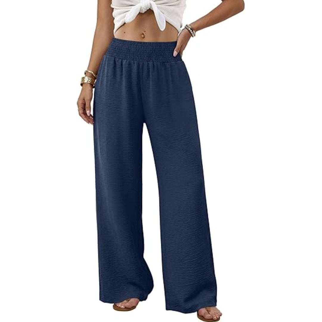 Damen Palazzo-Loungehose mit hohem Smokbund und weitem Bein Echoarchiv