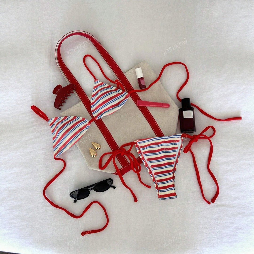 Damen Triangel-Bikini-Set mit verspieltem Design und regulierbaren Trägern Echo Archiv