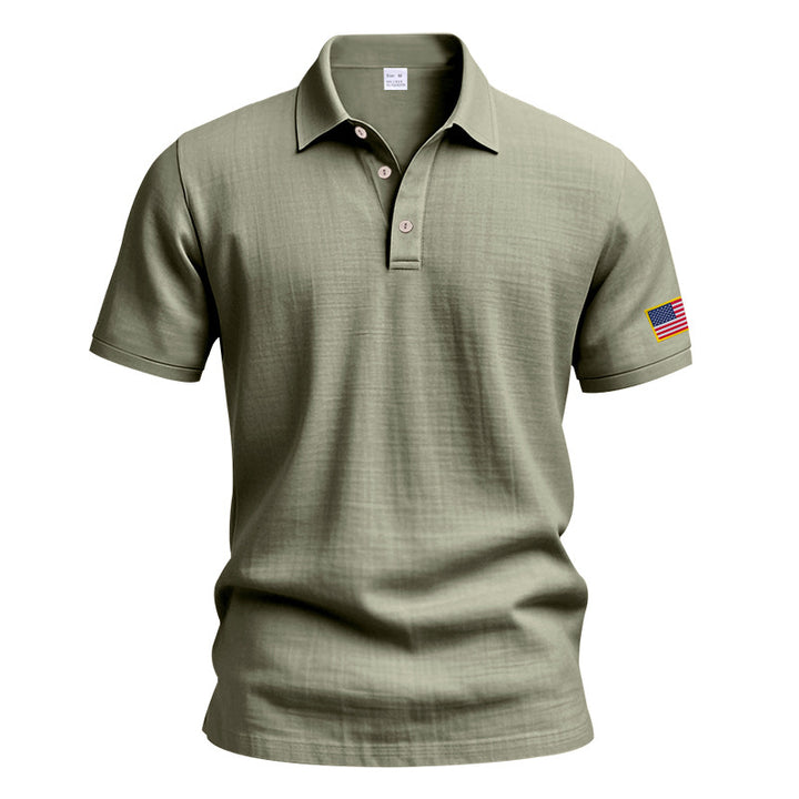 Herren Poloshirt mit strukturiertem Design und Kontrastknopf Echoarchiv