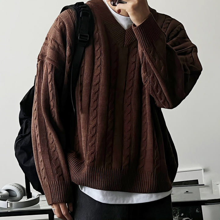 Damen Gemusterter Oversized Pullover mit Stehkragen Echoarchiv