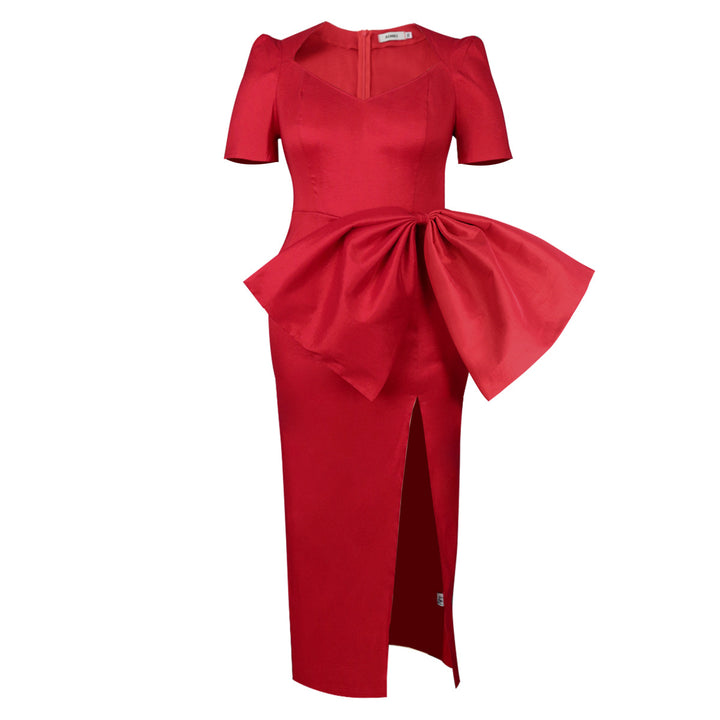 Damen Elegantes Abendkleid mit dekorativem Schleifen-Akzent und hohem Schlitz Echo Archiv
